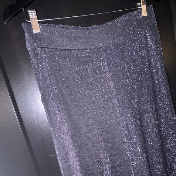 Slinky Silver Metallic Shimmery Wide Leg Pants Medium - Picture 1 of 9